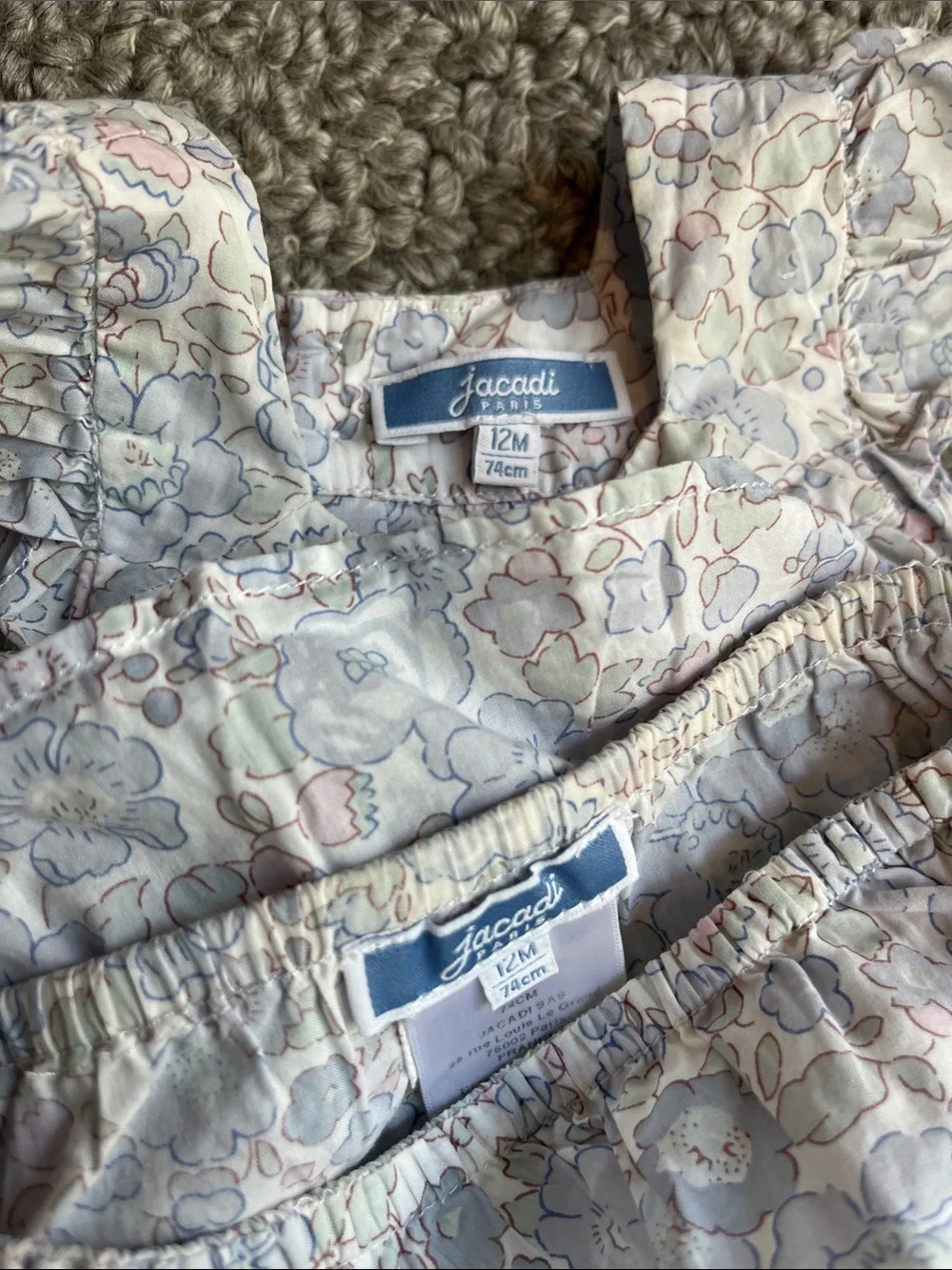 Jacadi Liberty matching set  in Light Blue, Pink, Cream